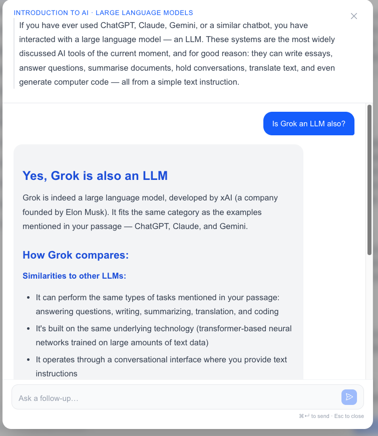 AI tutor conversation